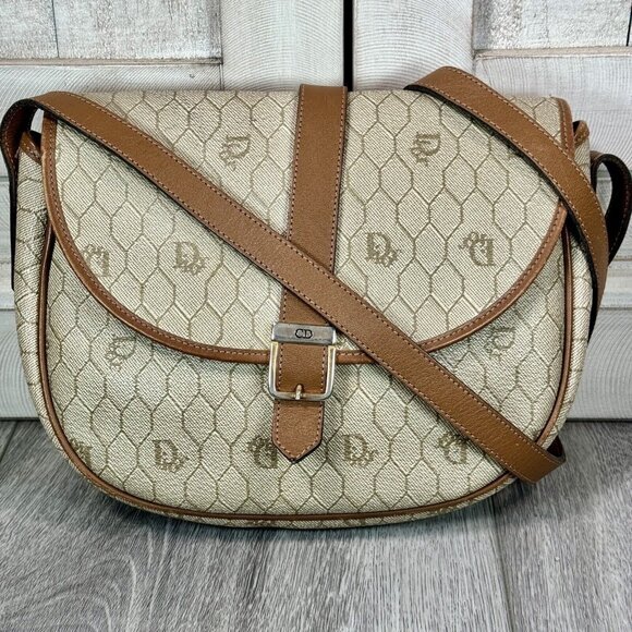 CHRISTIAN DIOR Vintage Honeycomb Logo Crossbody Shoulder Bag - Picture 1 of 16